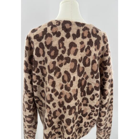 Sezane Brown Leopard Mohair Wool Sweater Animal Print Pullover Knit XXL 2XL - Picture 6 of 11